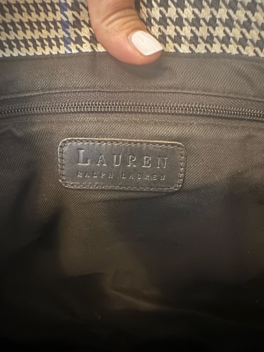 Lauren Ralph Lauren Houndstooth Plaid Tote